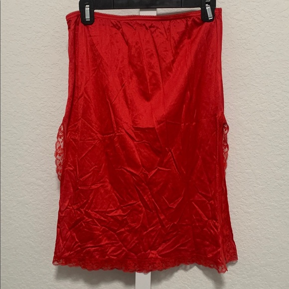 Vintage Mel Lin Red Lace Trim Slip Skirt - Picture 3 of 6